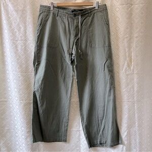 Gap 14 Ankle Flax Cotton Wide Leg Pants Green